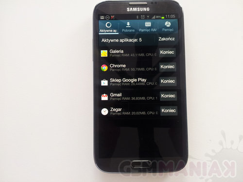 Menadżer zadań na Samsungu Galaxy Note II / fot: gsmManiaK.pl