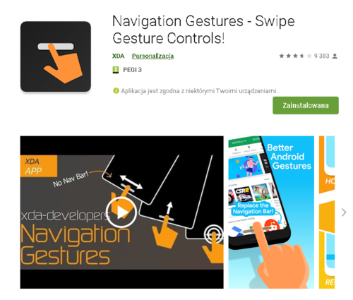 Navigation Gestures //źródło: Google Play;