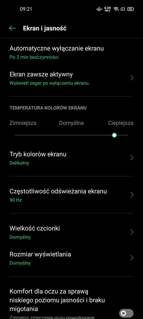 Najlepsze ustawienie kolorów w OPPO Reno 4 Pro 5G