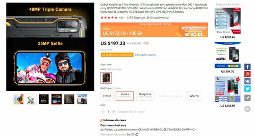 Promocyjna cena Cubot KingKong 5 Pro w promocji AliExpress