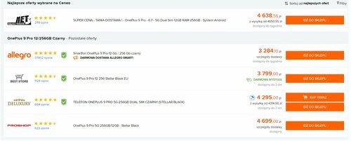 OnePlus 9 Pro 12/256 GB Ceneo