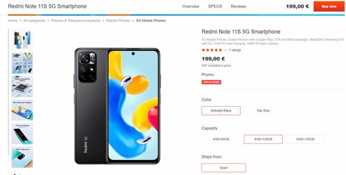 Cena Xiaomi Redmi Note 11S 5G w sklepie Goboo