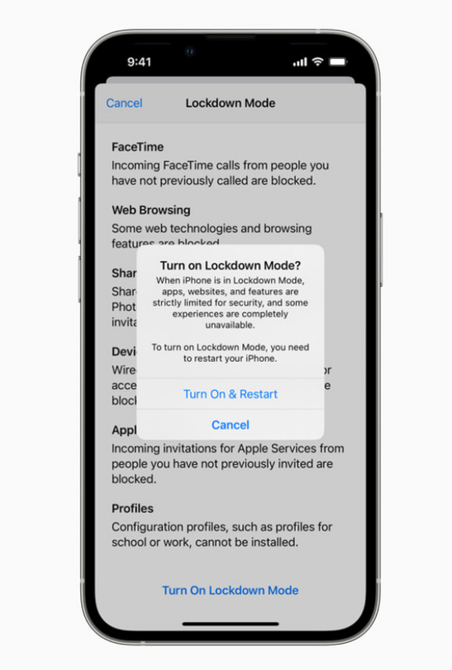 Lockdown mode w iOS 16/ fot. Apple