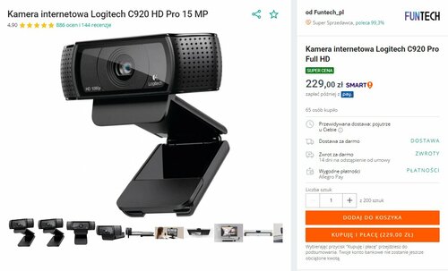 Logitech C920 Promocje Allegro