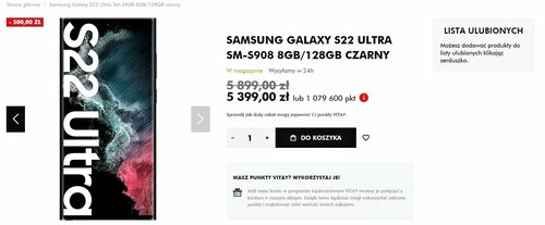 Samsung Galaxy S22 Ultra: cena w ORLEN VITAY