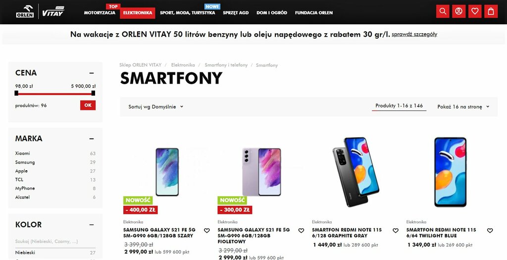 Oferta smartfonów i telefonów w ORLEN VITAY