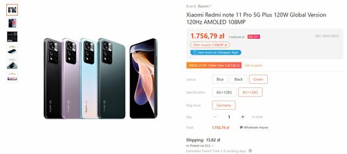 Xiaomi Redmi Note 11 Pro+ 5G cena Gshopper