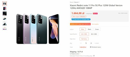 Xiaomi Redmi Note 11 Pro+ 5G 6/128 GB promocja cena Gshopper