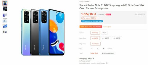 Xiaomi Redmi Note 11 4/64 GB promocja cena