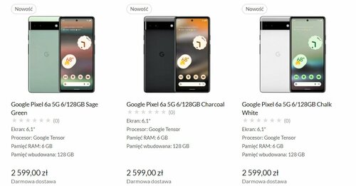 Cena Google Pixel 6a 5G w x-kom