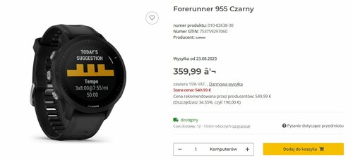 Garmin Forerunner 955 promocja