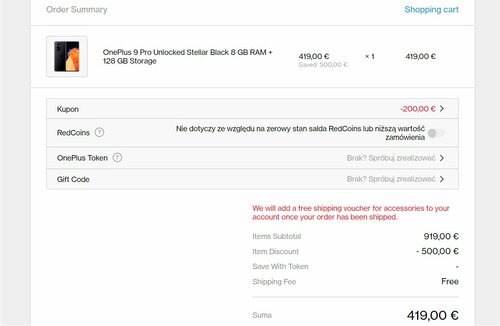 OnePlus 9 Pro promocja cena 419 euro oficjalny sklep producenta