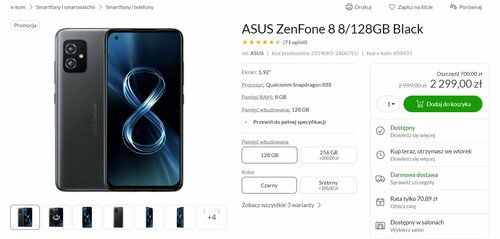 Cena ASUS ZenFone 8 8/128 GB w promocji x-komCena ASUS ZenFone 8 8/128 GB w promocji x-kom