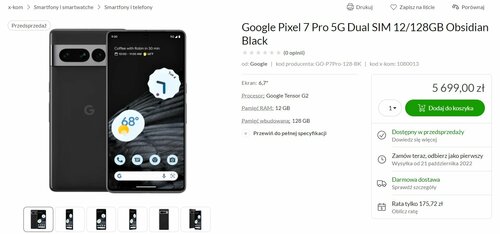 Cena Google Pixel 7 Pro w polskim sklepie x-kom