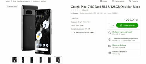 Cena Google Pixel 7 w polskim sklepie x-kom