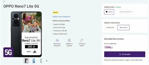 OPPO Reno 7 Lite 5G polska promocja cena Play voucher Adidas