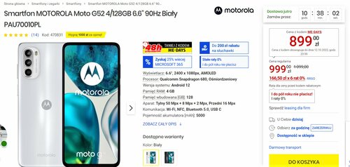 MOTOROLA Moto G52 4/128GB Media Expert