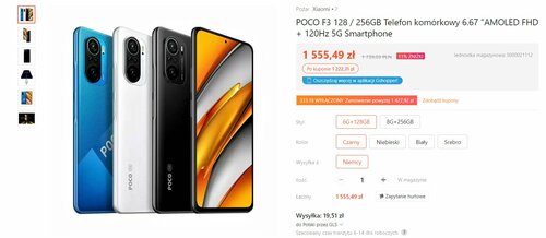 Xiaomi POCO F3 promocja cena Gshopper