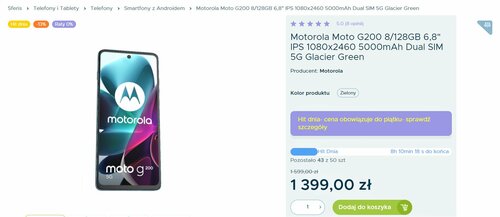 Motorola Moto G200 promocja hit dnia cena Sferis