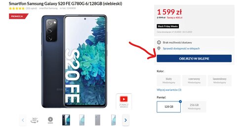 Samsung Galaxy S20 FE promocja cena RTV Euro AGD