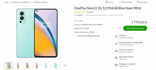 Cena OnePlus Nord 2 5G 12/256 GB w promocji polskiego sklepu x-kom
