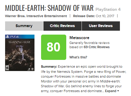 Oceny Shadow of War, gry dostępnej w Prime Gaming za darmo