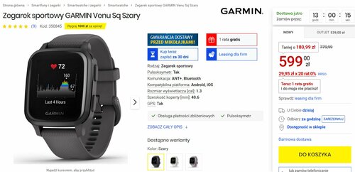 GARMIN Venu Sq szary Media Expert