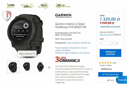 Garmin Instinct 2 Solar promocja cena