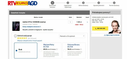 Smartfon realme 9 Pro+ 8/256GB (czarny) promocja cena RTV EURO AGD
