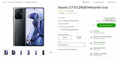 Xiaomi 11T promocja dobra cena x-kom