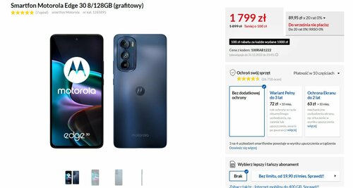 Motorola Edge 30 8/128GB promocja cena RTV EURO AGD