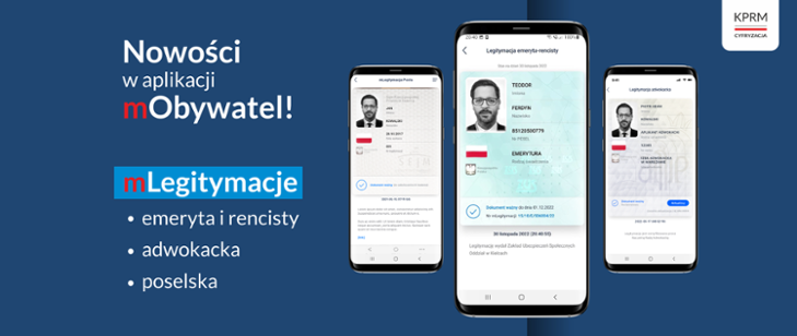 Aplikacja mObywatel poszerzona o trzy nowe funkcje legitymację emeryta i rencisty oraz adwokacką i poselską