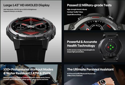 tani smartwatch AMOLED promocja