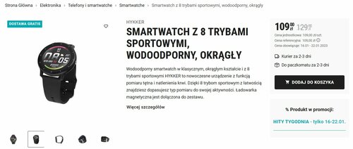 tani smartwatch Biedronka od 16.01.2023