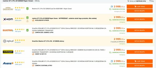 realme GT 2 Pro 8/128 GB Ceneo