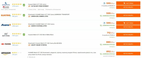 Huawei Watch GT 3 SE w polskiej sprzedaży/ dane Ceneo