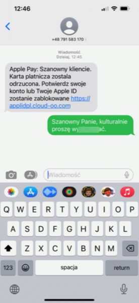 Apple Pay: Szanowny kliencie. Karta platnicza zostala odrzucona. Potwierdz swoje konto lub Twoje Apple ID zostanie zablokowane