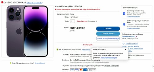 Apple iPhone 14 Pro 256 GB promocja