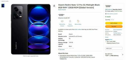 Xiaomi Redmi Note 12 Pro 5G: cena w Europie