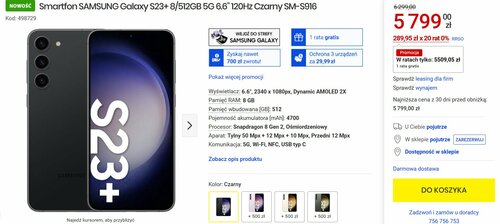 Samsung Galaxy S23+ 5G 8/512 GB Media Expert cena