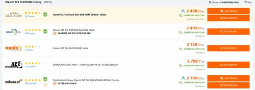 Xiaomi 12T 8/256GB Ceneo