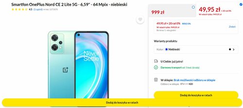 OnePlus Nord CE 2 Lite 5G promocja cena RTV Euro AGD