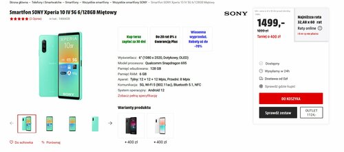 Sony Xperia 10 IV 6/128 GB promocja cena