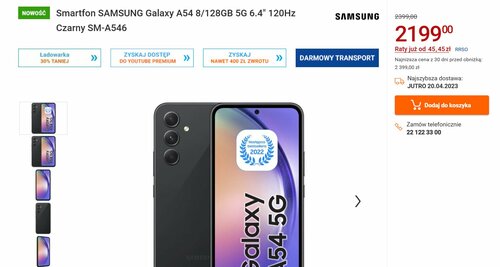 Samsung Galaxy A54 5G promocyjna cena w Polsce