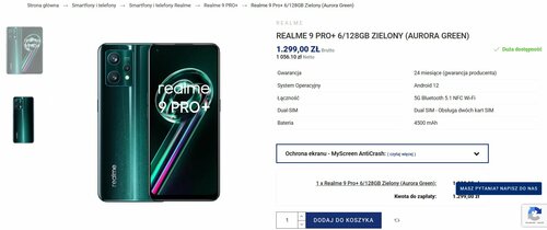 realme 9 Pro+ 6/128 GB promocja cena