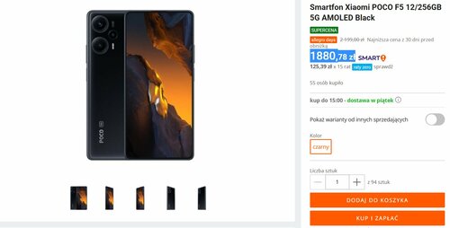 Xiaomi POCO F5 12/256 GB promocja cena Allegro x-kom