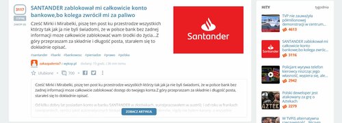 SANTANDER zablokował całkowicie konto bankowe za przelew zwrot od kolegi za paliwo