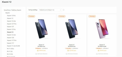 Xiaomi 12 5G promocyjna cena w Polsce