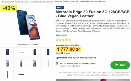 Motorola Edge 30 Fusion promocja cena