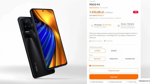 Xiaomi POCO F4 6/128 GB promocja cena 2023